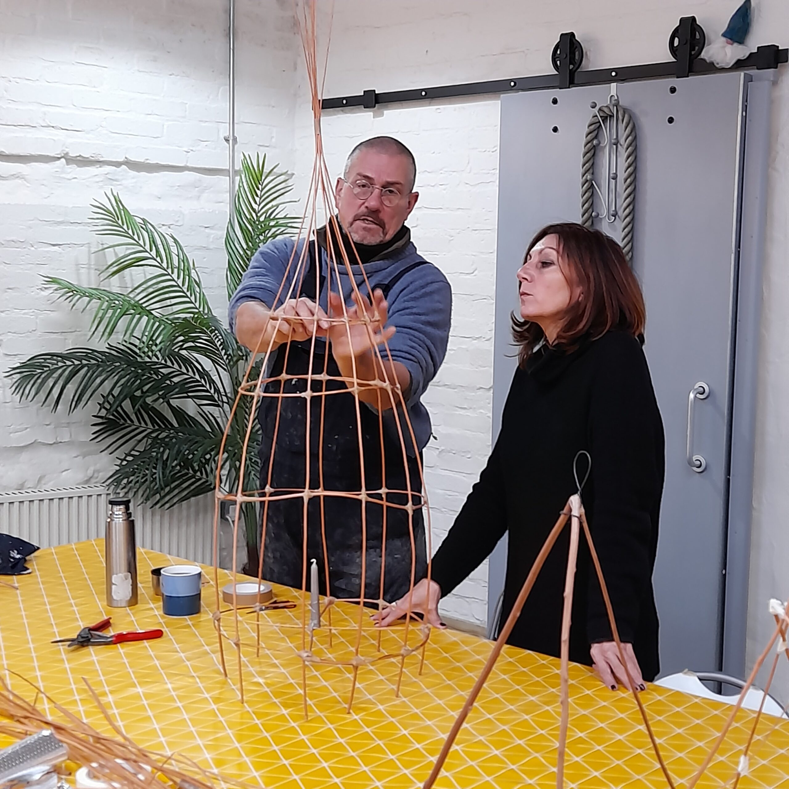 Chris Nixon teaching a lantern workshop at Art Room Redruth