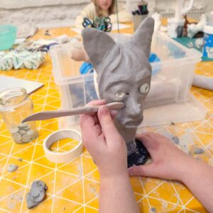 Clay head party activity at The Art Room Redruth